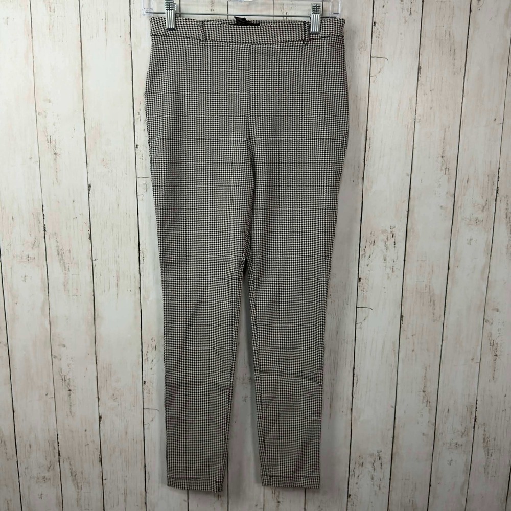 Forever 21 Women Black Houndstooth Skinny Ankle Pants M